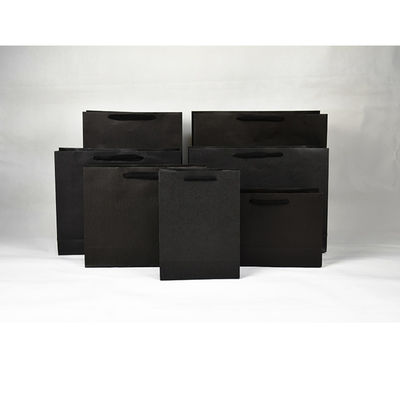 Sac de magasinage de luxe personnalisable en papier Sac de magasinage noir avec poignée